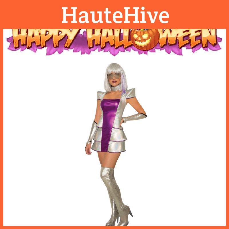 Trendy Women's Mixed Fabric Alien Astronaut Costume For Halloween And Cosplay Events