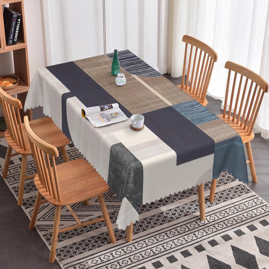 Nordic Style Simple Table Cloth Geometric Pattern Dining Room Waterproof Oilproof Rectangular Tablecloth Party Wedding Decor