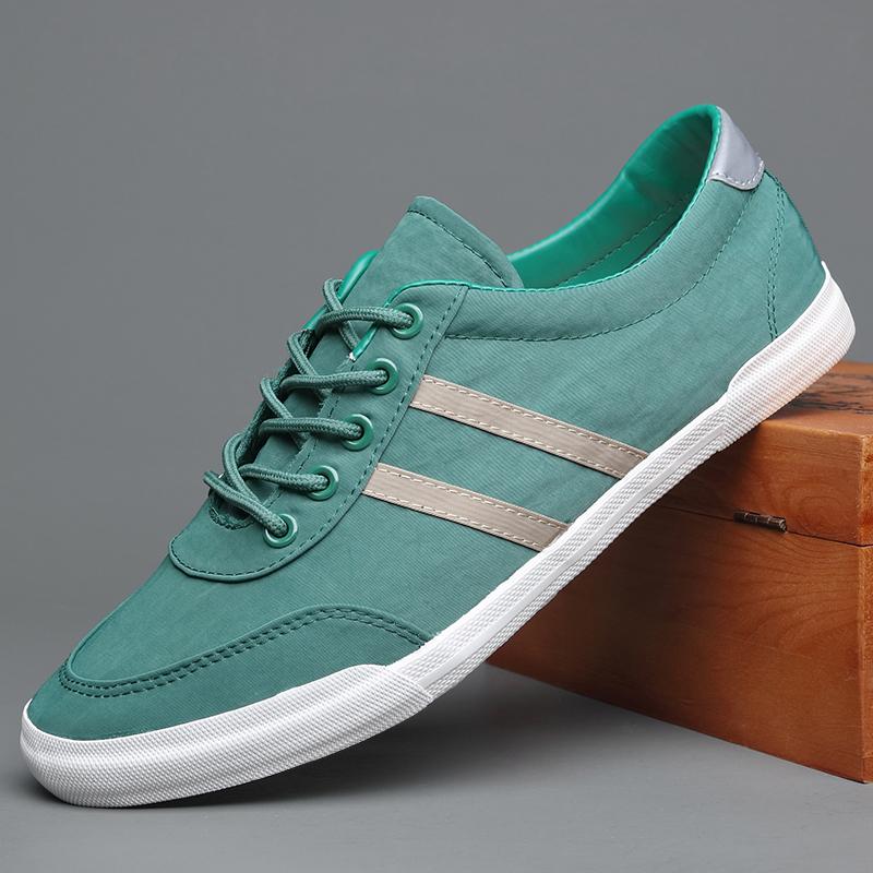 

Модные мужские парусиновые кроссовки Нескользящие 2025 Модные повседневные туфли с низким верхом Легкие студенческие модные уличные кроссовки BD20014 44 зелёный