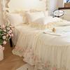 3pcs Korean Style Duvet Cover Set (1*Duvet Cover + 2*Pillowcase, Without Core), Lace Embroidery Bedding Set