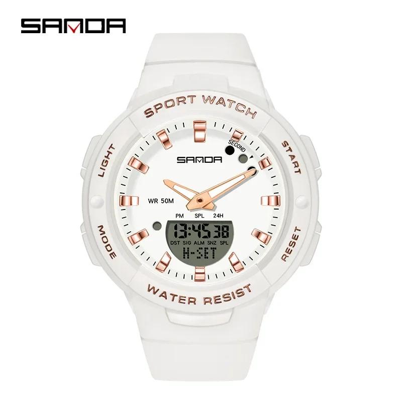 SANDA 6005 Feminino Luxury Sport Military Women's Watches 5ATM Waterproof blueFashion Quartz Watch for Female Clock Relogio