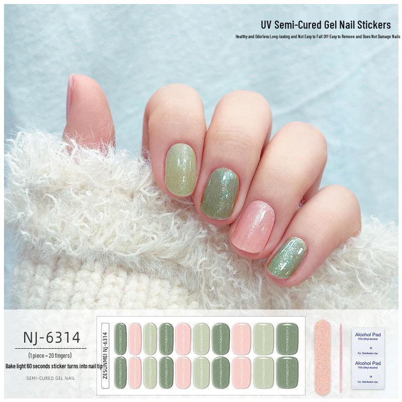 Solid Color Cat Eye UV Gel Nail Stickers: Waterproof, Long-Lasting, Light-Curing, Semi-Cured Nail Art.
