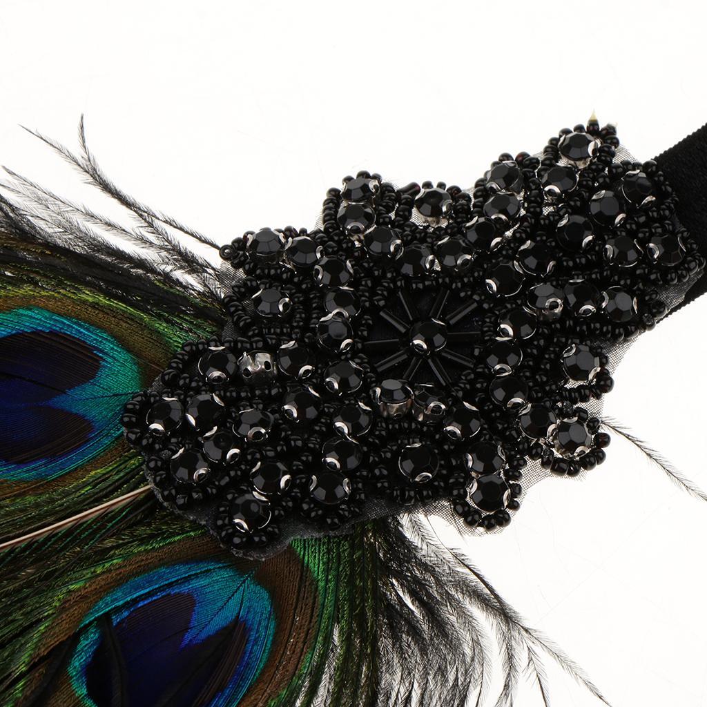 Vintage Peacock Applique Forehead Headband Headpiece Costume Elegant and Stylish 1920s
