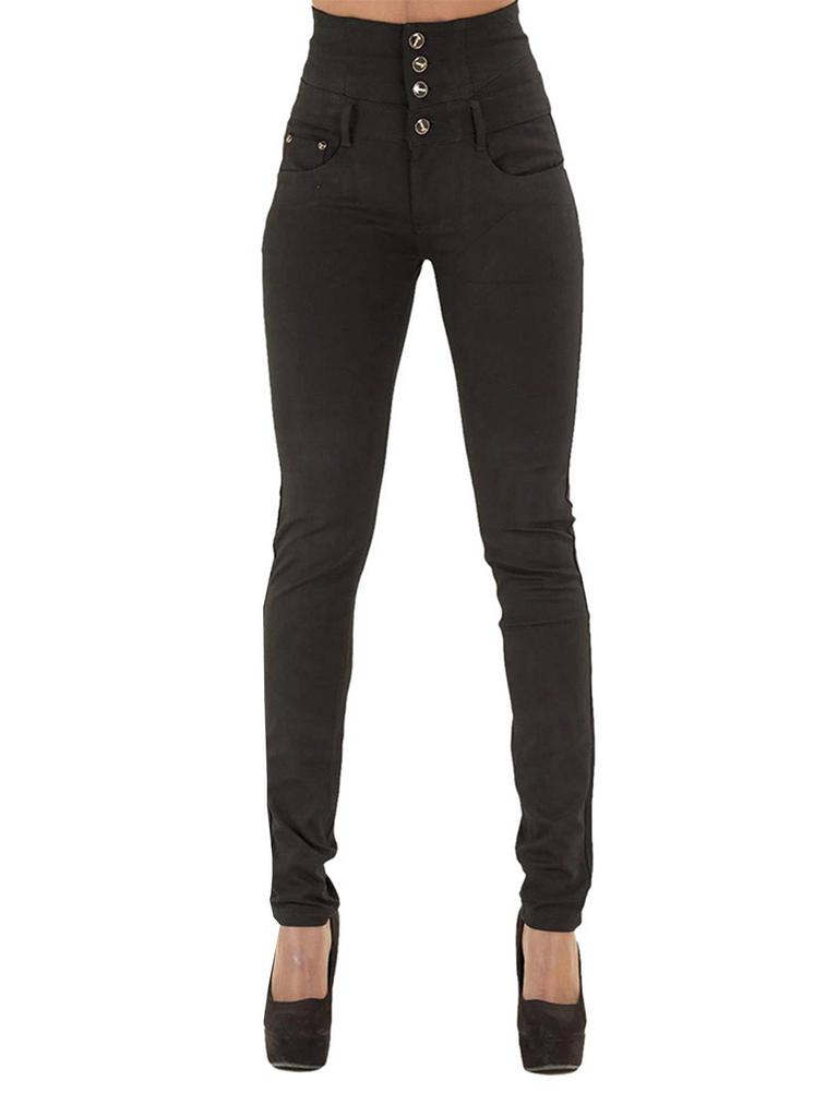 Blugi skinny cu talie înaltă pentru femei Pantaloni slim din denim solid