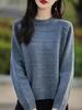 Women's Korean Style 100% Wool Round Neck Knit Sweater, Autumn/Winter Casual Loose Fit Base Layer Top