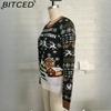 BITCED Women's Casual O-Neck Christmas Jumper Lazy-Chic Autumn/Winter LED Light-Up Pullover