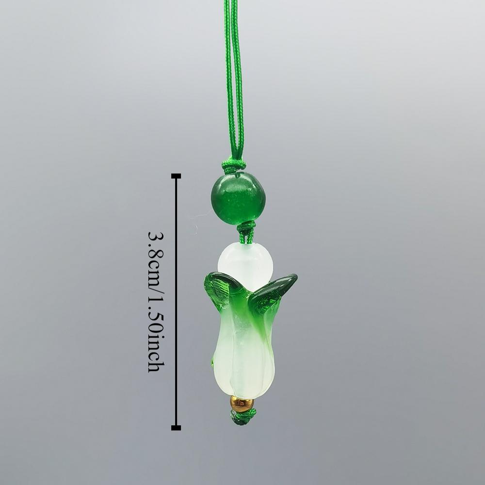 Chinese Style Cute Jade Green Cabbage Pendant Phone Lanyard Charm Strap Hanging Rope Handmade Keychain Bag Decoration