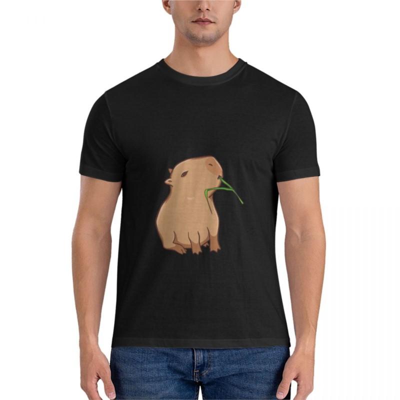 Capybara with a Leaf, Eat Your Greens! Classic T-Shirt Oversized T Shirt Men T Shirts for Men Mens Vintage T Shirts