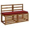 2 piece Bench Cushions SOEST 2 pcs. 100percent  Polyester Wine Red