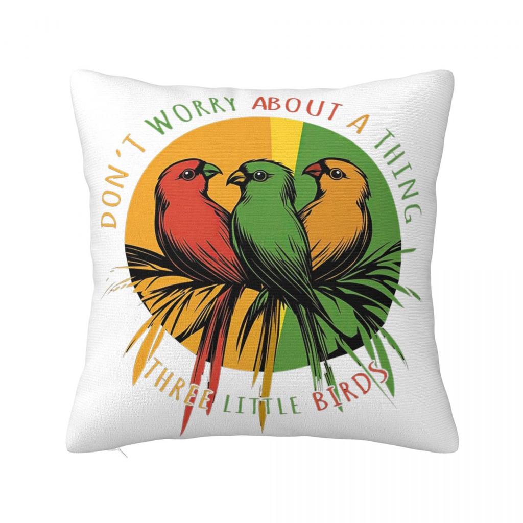 Kawaii Three Little Birds Reggae () Square Pillowcase Pillow Cover Polyester Cushion Decor Comfort Throw Pillow for Home Sofa