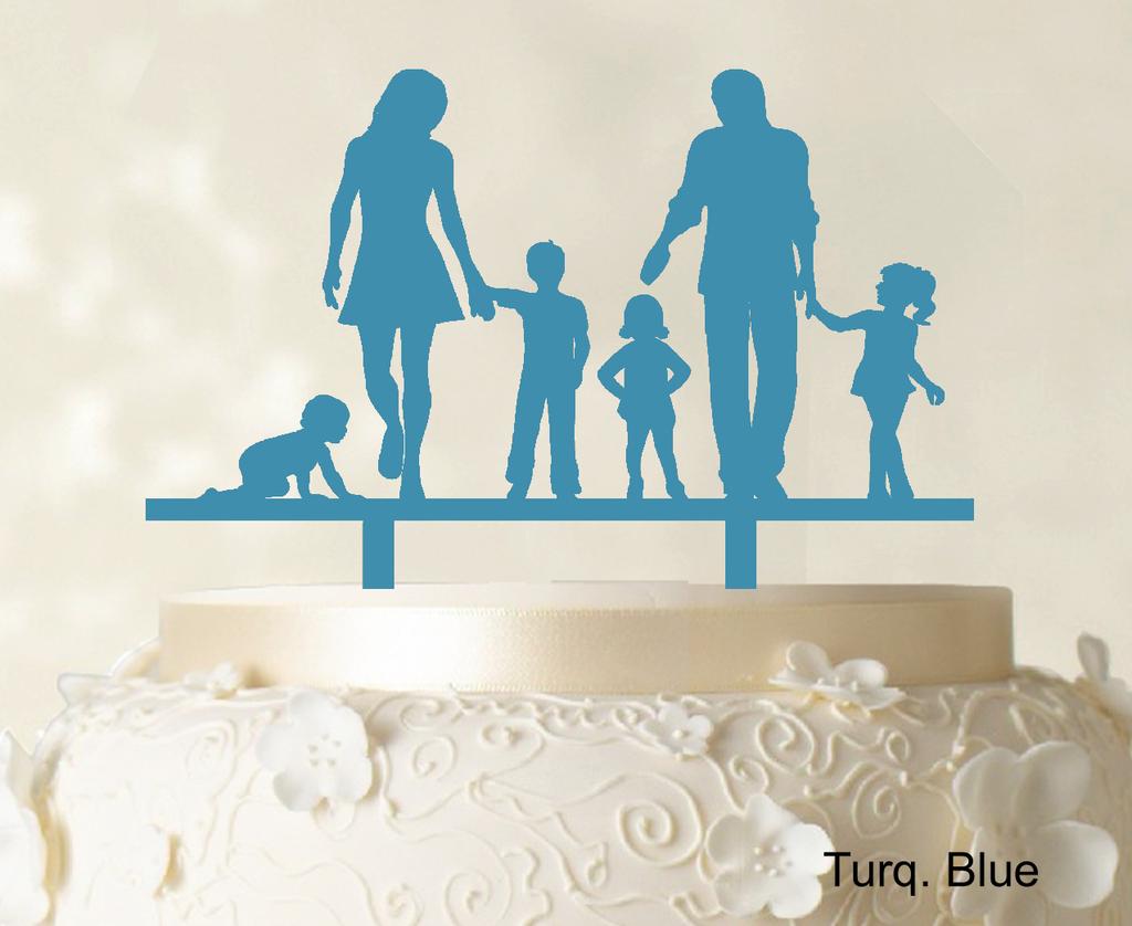 Personlig familiekaketopper Egendefinert silhuett Bryllupskake Topper Kakedekorasjoner Tilgjengelig 6"-7" tommer