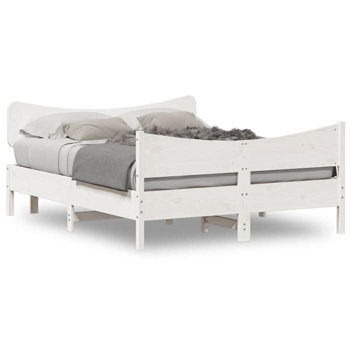 VidaXL Bed Frames and Headboards, Double Bed with Slatted Base, Adult Bedroom Bed, Modern, White 140x190 Cm Wood 3216394
