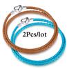 2Pcs/Lot Vintage Jewelry Leather Chain Bracelets Fit DIY Handmade Beads Charms Bracelet Couples Pulsera Jewelry For Women Men