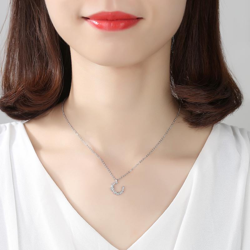 Arrivals 925 Silver Moon zircon Necklaces & Pendants For Women -silver-jewelry