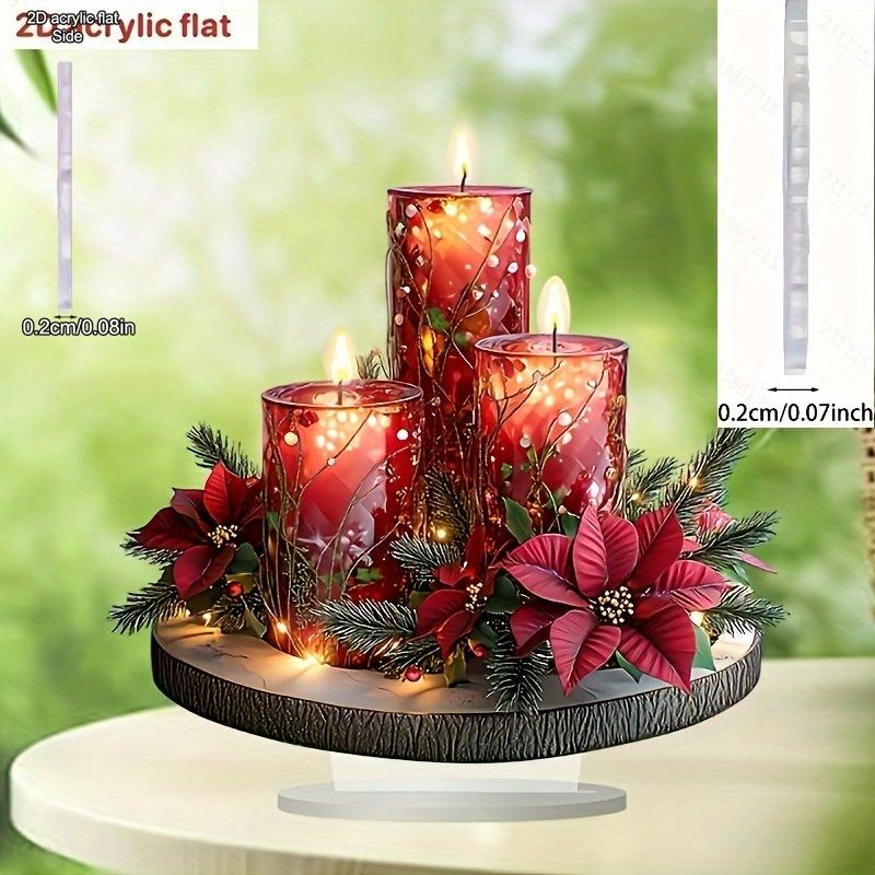 2D Flat Bohemian Style Crystal Christmas Candle Tabletop Decoration, Suitable for wall decoration, porch, room, villa, accents Home, Hallway, or Workp