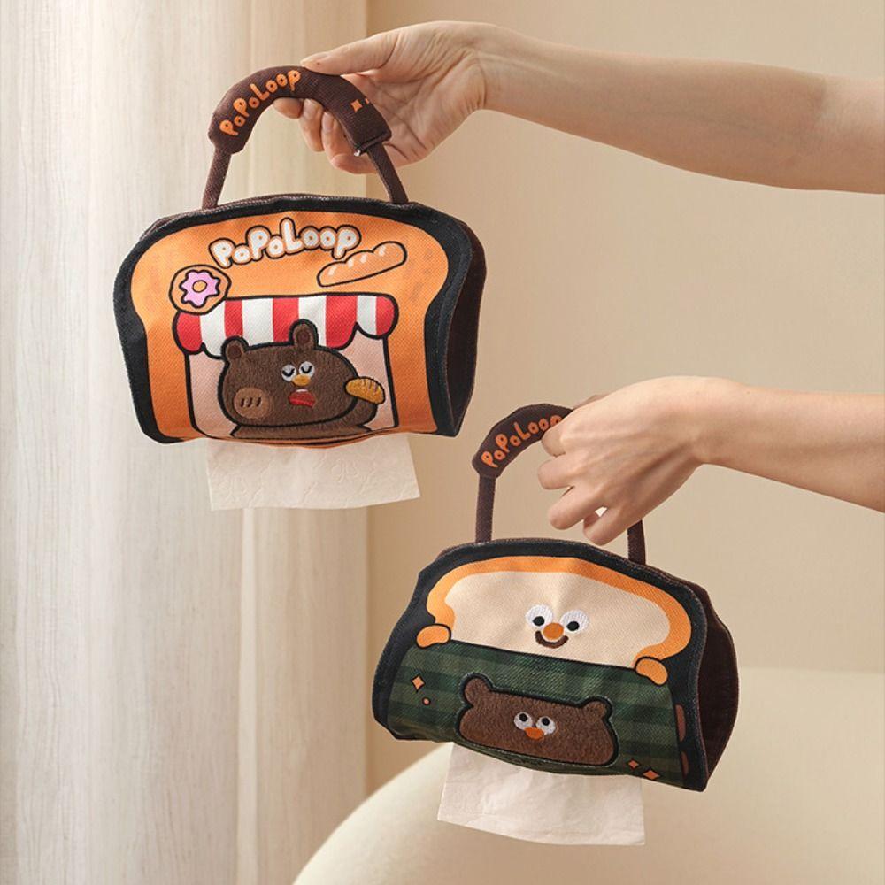 Cartoon Hanging Tissue Bag Cute Space Saving Tissue Storage Holder Creative Reusable Portable Tissue Cover Bedside