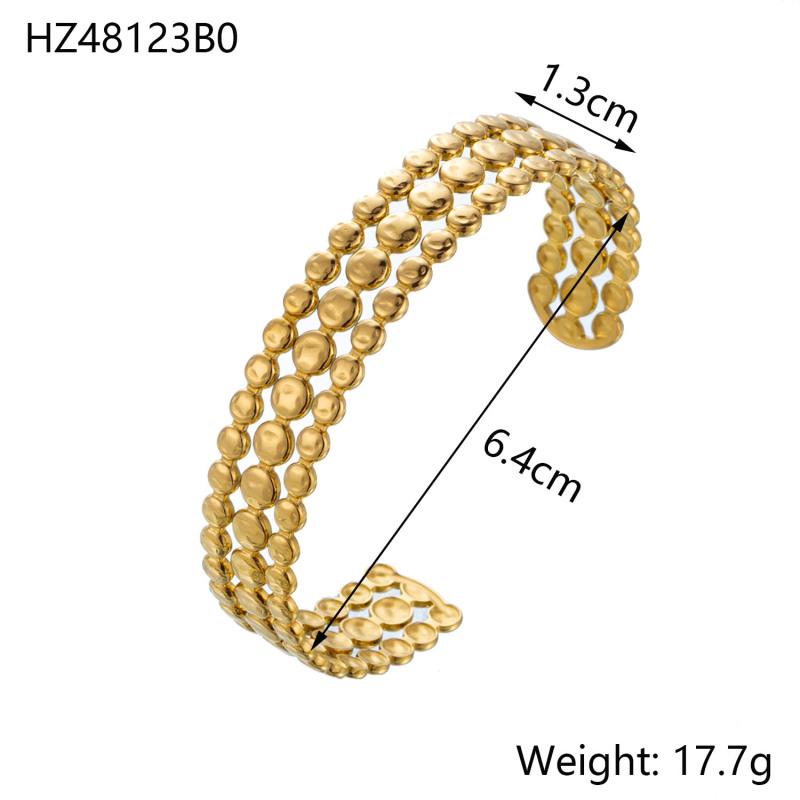 CARLIDANA Fashion Chunky Cuff Open Bracelet For Women Stainless Steel Waterproof Gold Color Bangle Vintage Jewelry Wedding Gift