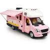 Juguetes para autocaravanas de escala 1/32, vehículos recreativos de metal fundido a presión, juego de simulación, modelo de puertas de coche y toldo, sonido de luz abierta para niño y niña