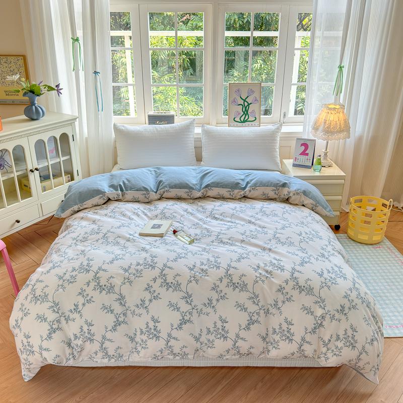 Floral Printed Duvet Cover 1Piece- Cotton Luxury Bedding, Pre-Washed For Softness, For Bedroom Decor - Zipper Closure