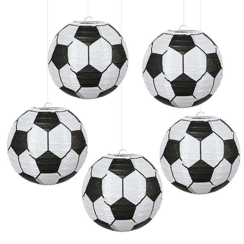 

5Pcs Football-Themed Paper Lanterns Soccer Party Hanging Ornaments Kids Boys Sport Birthday Party Favors Home Decoration