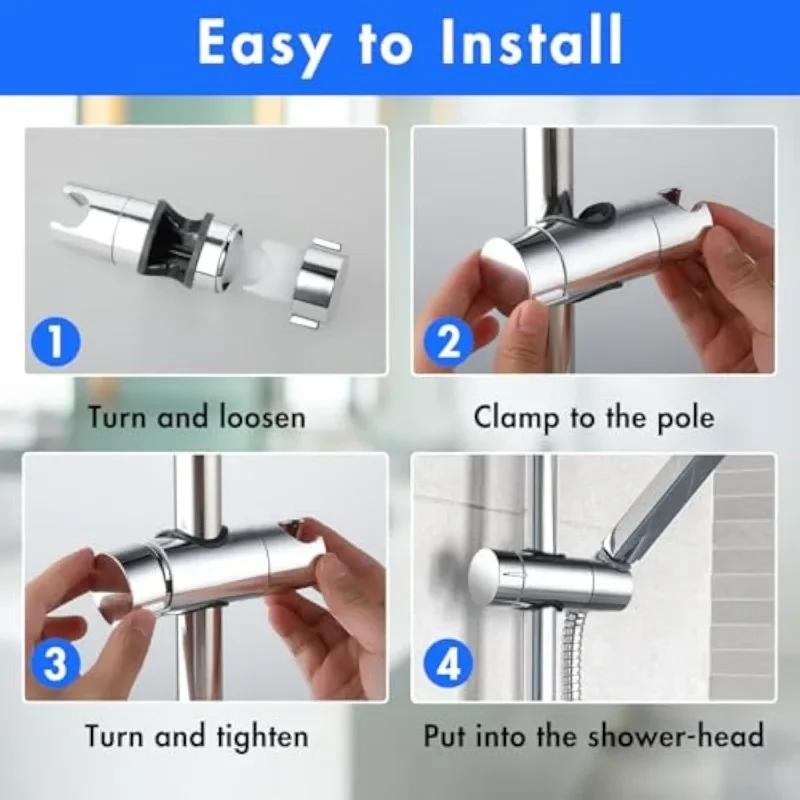 1pc Universal Shower Head Holder Adjustable 18~25mm ABS Chrome Shower Rail Holder Bathroom Accessories Shower Mounting Brackets