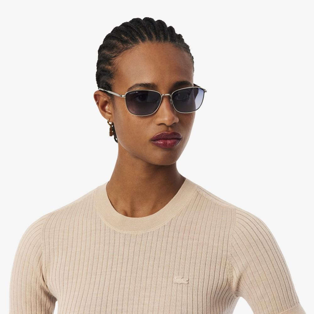 [lacoste] Women's Fine Merino Wool Rib-Knit Short-Sleeve Sweater AF4146-56GX6F