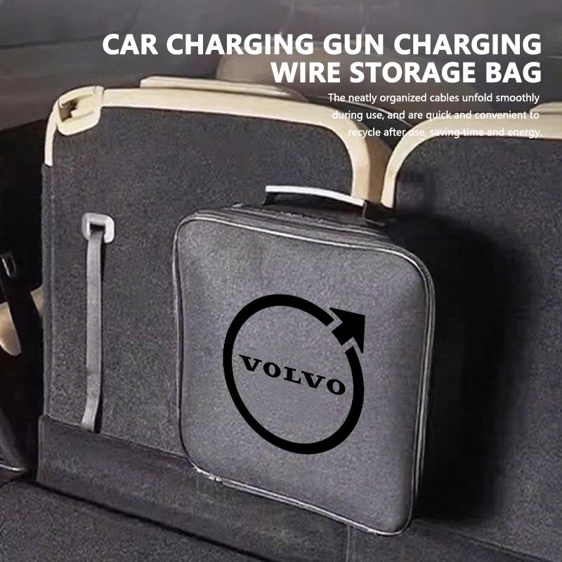 Universal Car Rechargeable Gun Storage Charging Cable Round Bag For Volvo V50 S60 XC60 S40 XC40 XC90 V60 S80 S90 V70 XC70