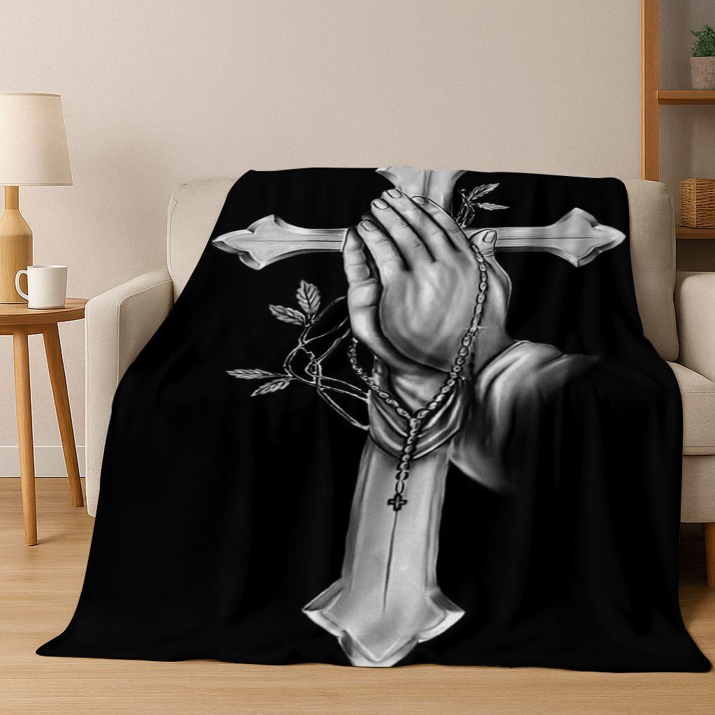 New Belief Cross Holy Bible Pray Jesus Flannel Blanket,Cozy Soft Throw Blanket for Home Bedroom Bed Sofa Picnic Cover Kids Gift
