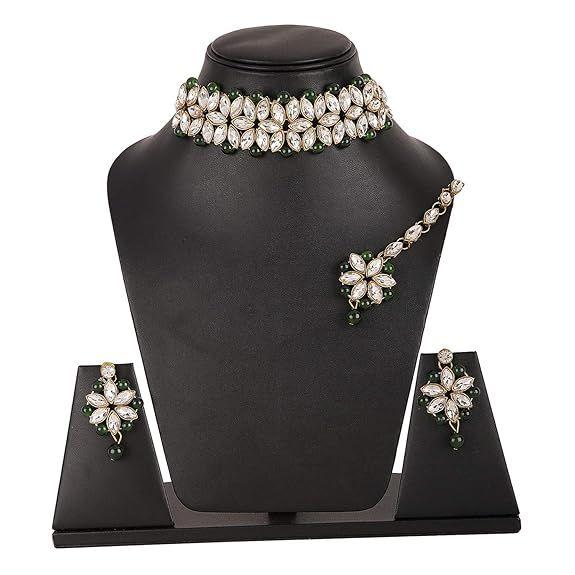 Latest Choker Design Antique Kundan Traditional Necklace Jewellery Set for Women