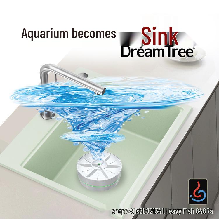 Compact Turbine Dishwasher: Integrated Sink Washer for Fruits, Vegetables & Dishes