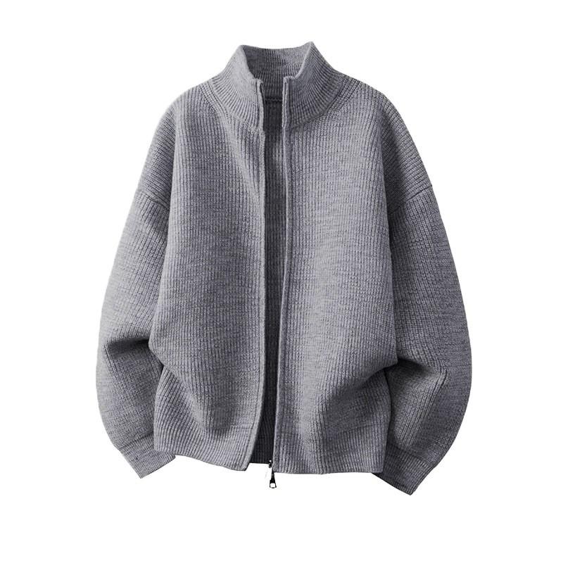 Unisex Knit Cardigan Sweater With Zipper Casual Long Sleeve Jacket Youth Fashion