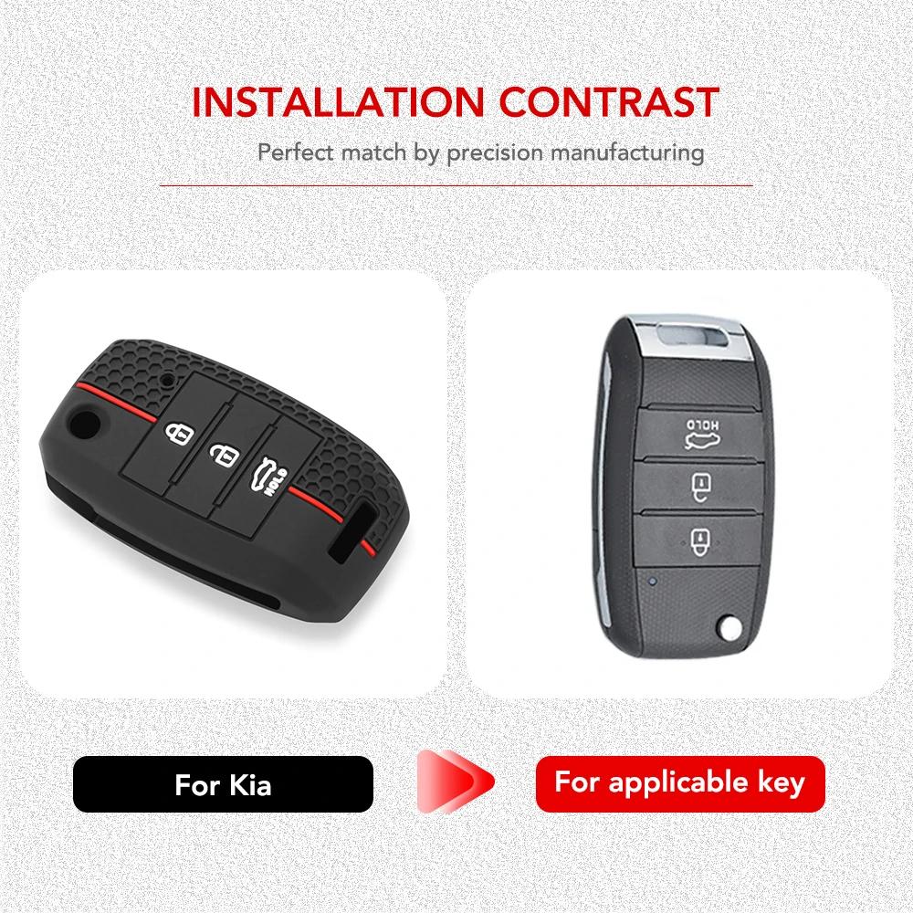 Silicone 2/3/4BT Flip Remote Car Key Shell For Kia Carens Ceed Rio Sportage Optima Sorento Cerato Soul Forte Seltos Fob Housing