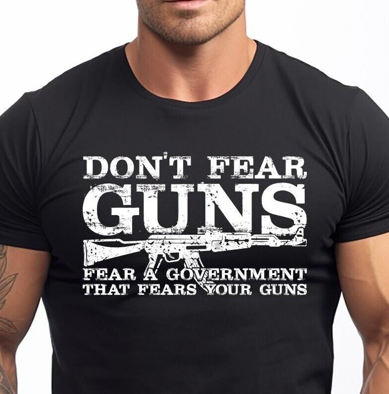 Mens Pro Gun 2nd Amendment Don't Fear Guns  Patriotic Shirts for Men