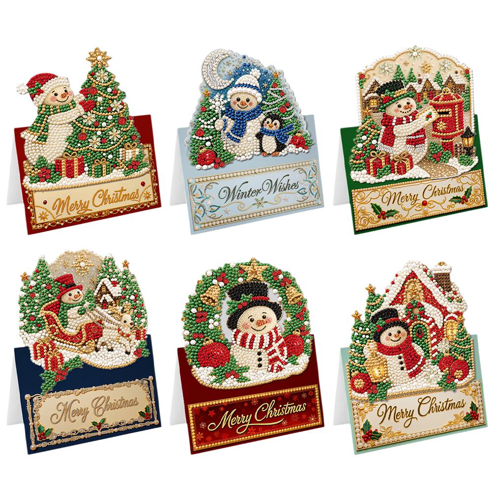 DIY Diamond-Painted Paper Christmas/Angel/Castle Pattern Greeting Cards and Postcards, Christmas Gifts