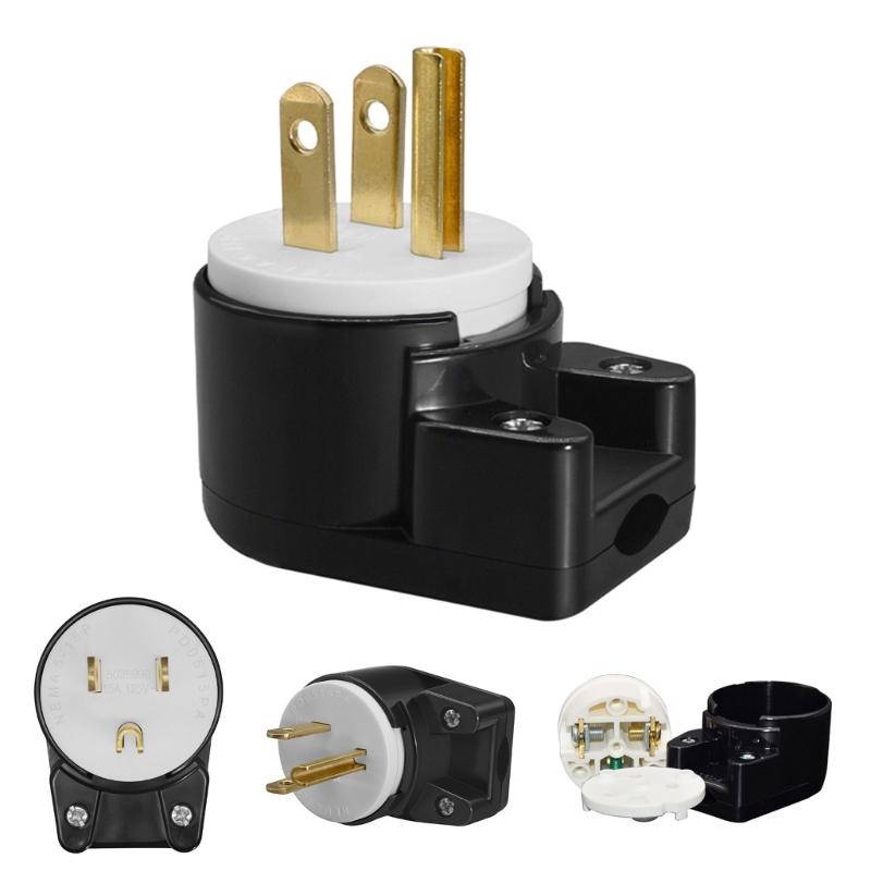 Nema 5 - 15P Plug 15A 125V 90 Degree Swivels Plug 15A 125V T Blade Connectors for Electrical Wiring Projects