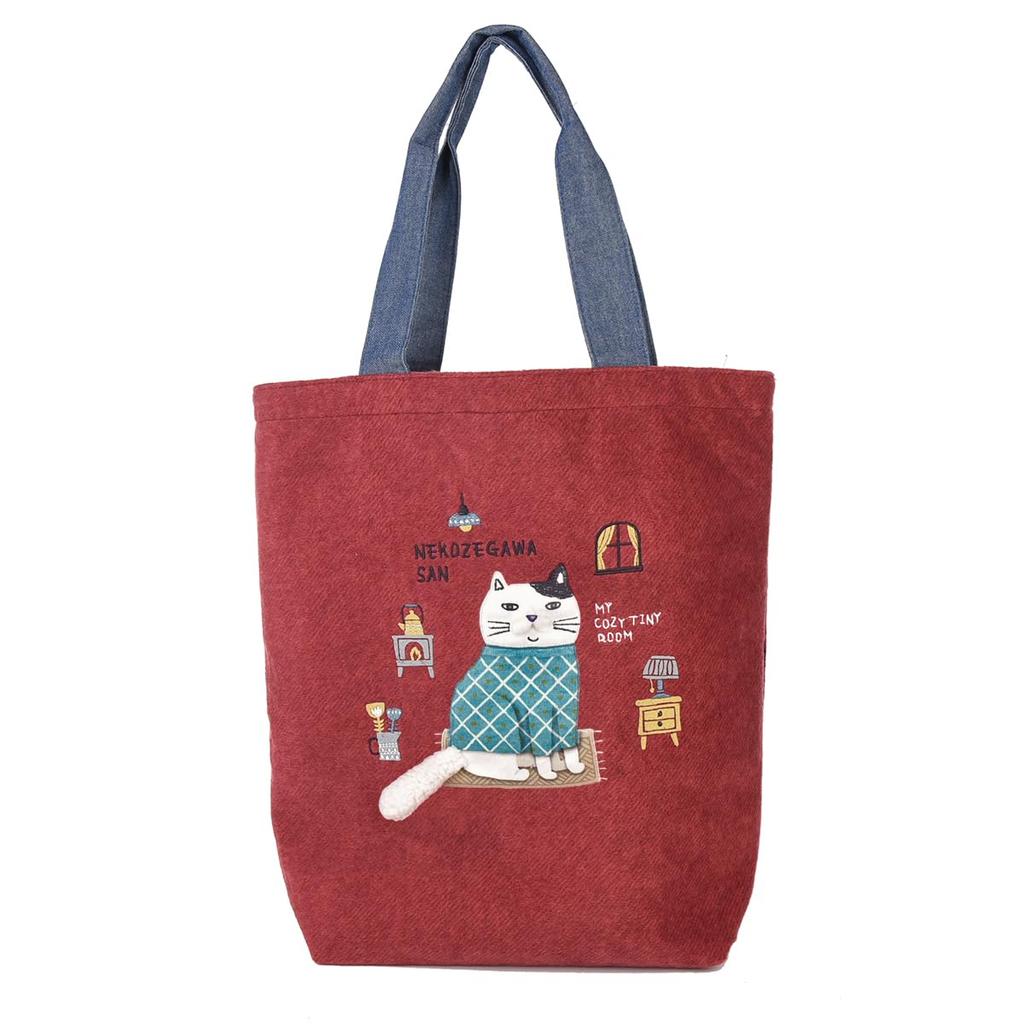 Kusguru Japan Women's Fleece Tote Bag, 247627, Red