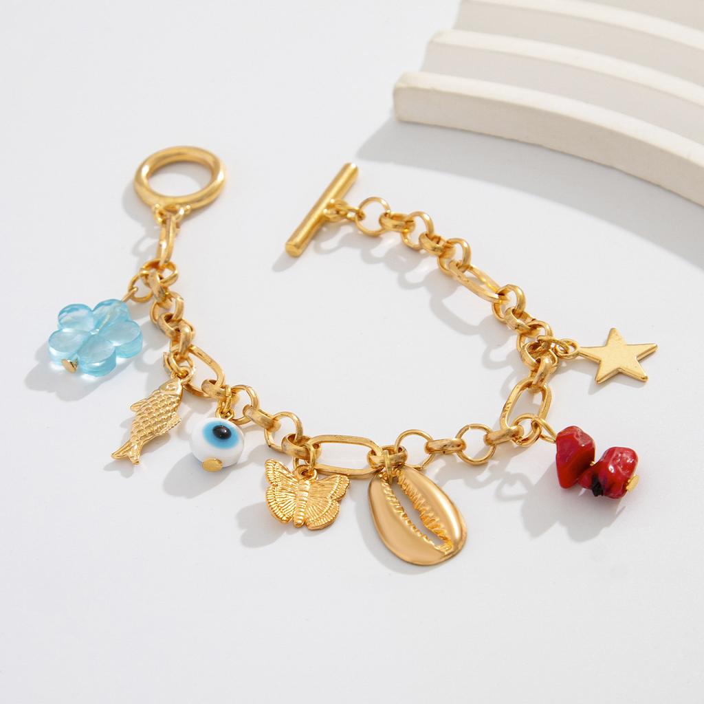 Accessories Fashion Versatile Butterfly Star OT Buckle Jewelry, Personalized Niche Peach Heart Imitation Pearl Bracelet
