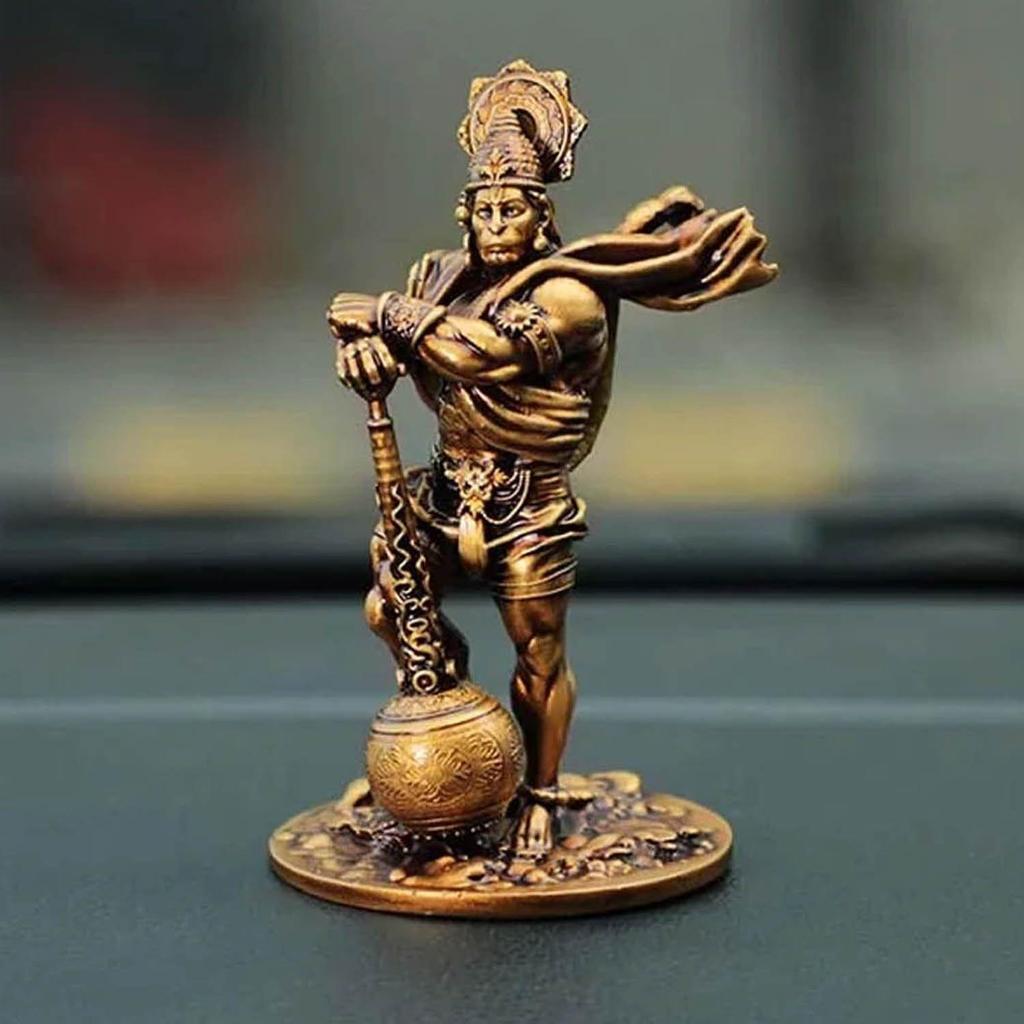 Bahubali Hanuman Ji Murti (Small, Resin, 10.6 cm x 5.3 cm) for Car Dashboard Home Decor Pooja Room Office Table Wall Bajrangbali Idol