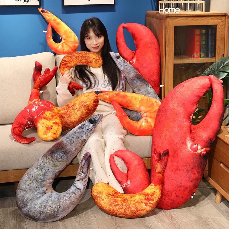 Favorite Toy Boys Green 40/60/80Cm Kawaii Lobster Plush Toys Lifelike Shrimp Crayfish Stuffed Animal Doll Soft Funny Pillow Birthday Gifts For Kid