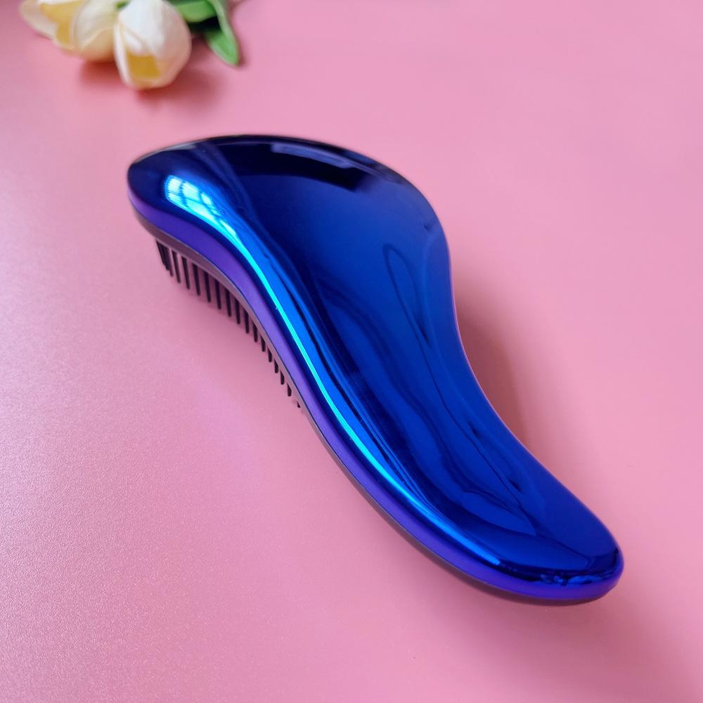 Portable Anti-Knot Hairdressing Comb: Air Cushion, Massage & Curling with Electroplated Finish for Smooth Hair