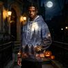 Męska bluza z kapturem z nadrukiem na Halloween, bluza z długim rękawem