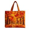 Quilted Fabric Bag with Autumn Forest Leaf Pattern Large Capacity Shoulder Handbag for Everyday Use