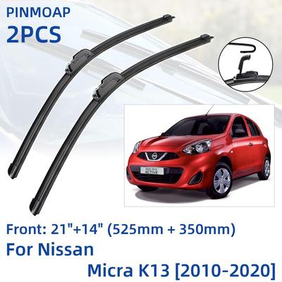 2 PCS Lâminas de limpador de para-brisa dianteiro para Nissan Micra K13 2010-2020 21 "+ 14" Acessórios para cortador de escovas de janela 2010 2011 2012 2013 2014 2015