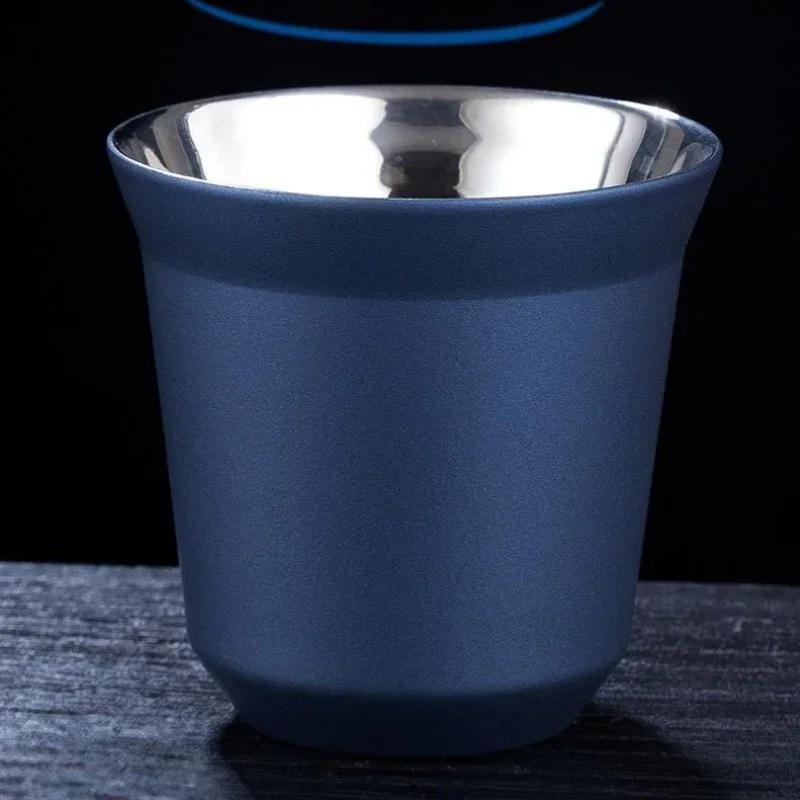 80ml/2.7oz 304 Roestvrij Staal Espresso Koffiekopje Draagbaar Dubbelwandig Kantoor Melk Thee Dranken Mok Kop Mini Whisky Wijnglazen
