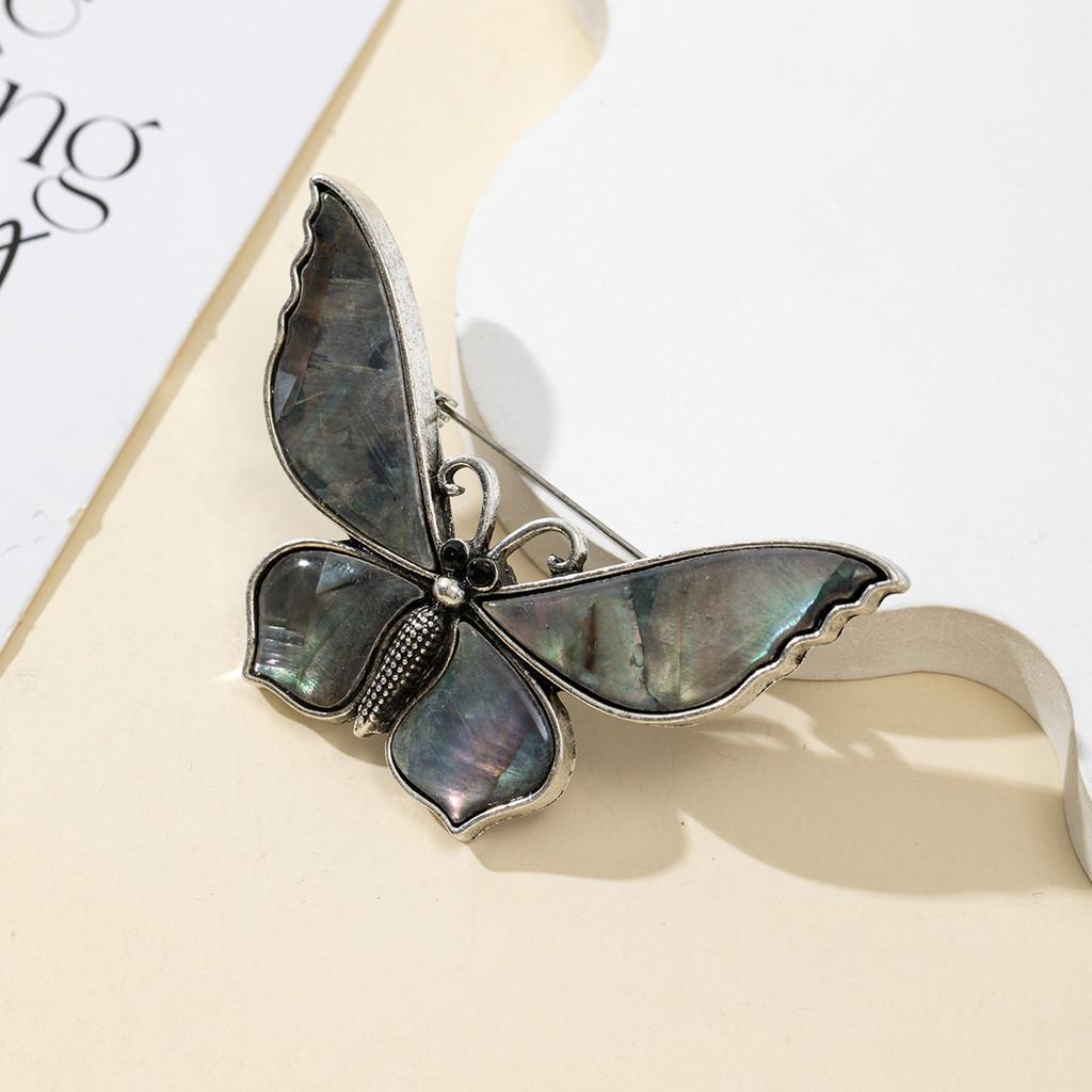 Cartoon Butterfly Shell Pin Brooch With Embedding Craft For Unisex Diy Jewelry