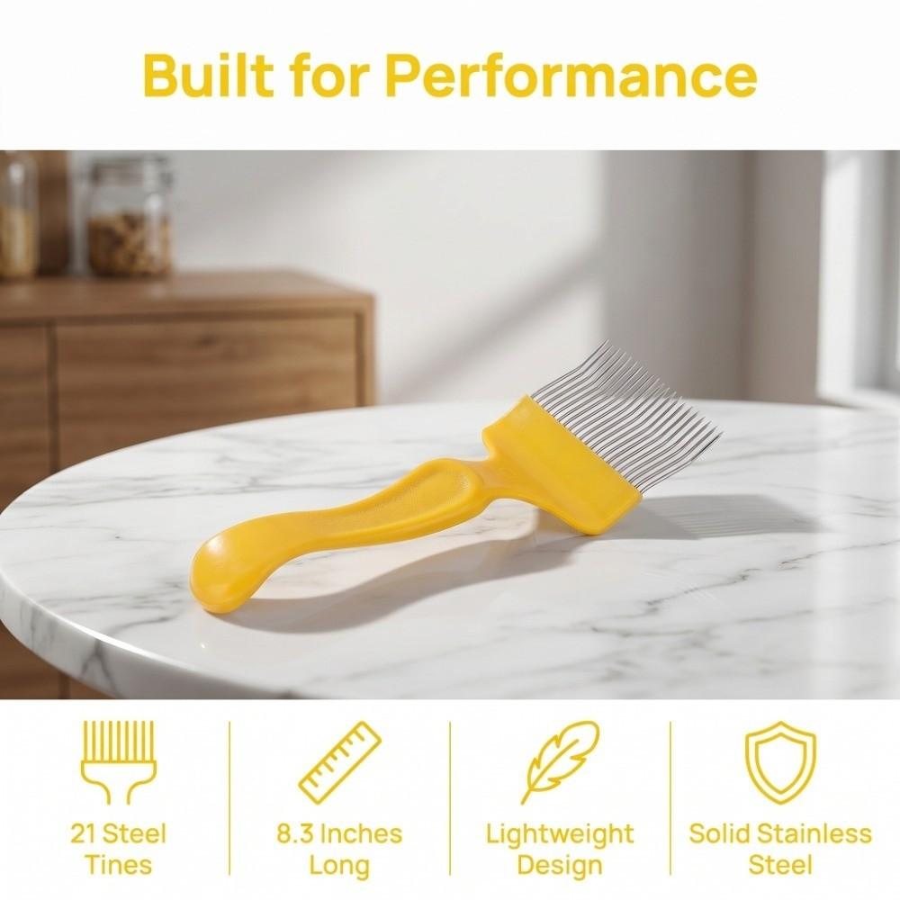 Yellow Honey Cutter Stainless Steel Beekeeping Fork Easy To Clean Uncapping Fork  Honey Uncapping