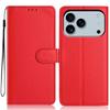 For iPhone 17 Pro Max Wallet Case with Strap/Multiple Card Slots Solid Color Leather Stand Phone Cover