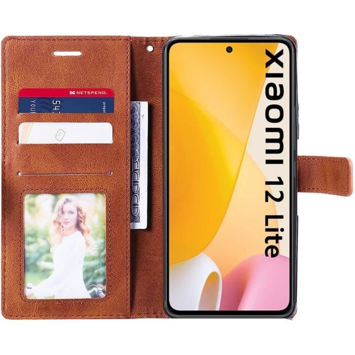 Lot 2 Verres Trempés + Coque pour Xiaomi 12 Lite Marron Anti-Choc Protection 360 Degré