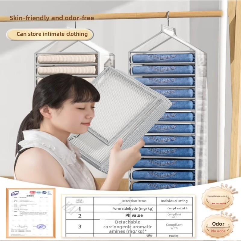 PVC Hanging Wardrobe Bag, Reinforced Foldable Organizer, Multi-Tier Storage Shelf, Odorless Durable Closet Solution