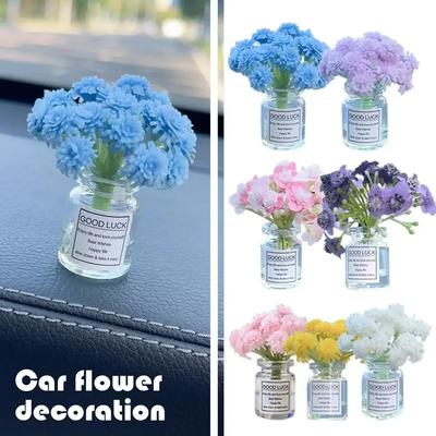 1pc Mini Simulation Vase Car Decoration Fresh Car Interior Decoration Flower Center Console Decoration Car Hanging Accessories